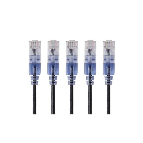 Monoprice Slim Cat6a Patch Cable,5-pack_10ft Black (15141)