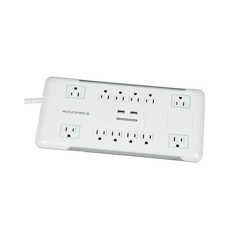 Monoprice Surge Protector - 12 Outlet, 2 Usb Ports (9203)