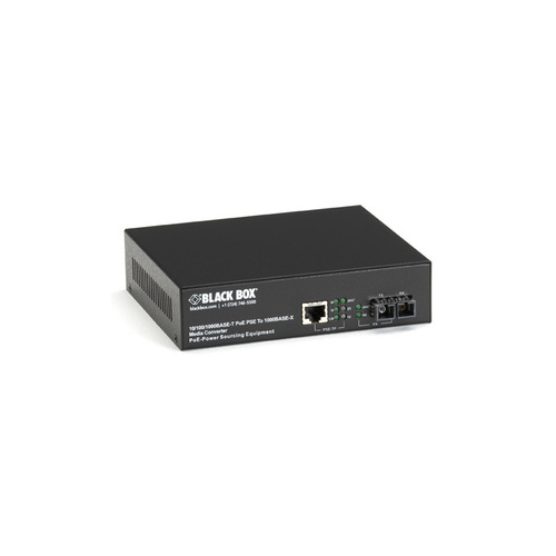 Black Box Gigabit Ethernet (1000-mbps) Poe Media Converter - 10/100/1000-mbps Copper To 1000-mbps Singlemode Fiber, 1310nm, 10km, Sc, Gsa, Taa (LPS500A-SM-10K-SC)