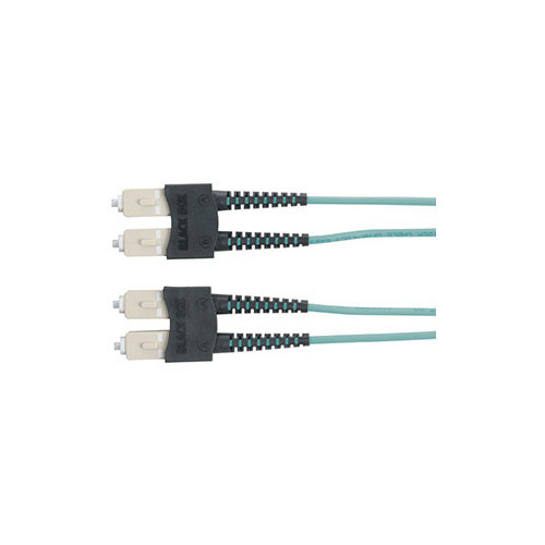 Black Box Om3 50/125 Multimode Fiber Optic Patch Cable - Ofnr Pvc, Sc To Sc, Aqua, 1-m (3.2-ft.) (EFNT010-001M-SCSC)