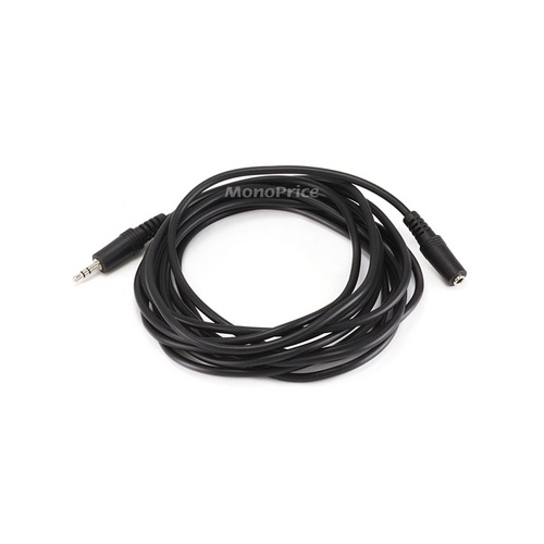 Monoprice Stereo Plug/jack M/f 12ft - Black (649)