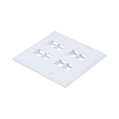 Monoprice Gang-2 Keystone Plate_ 8 Hole - White (6835)
