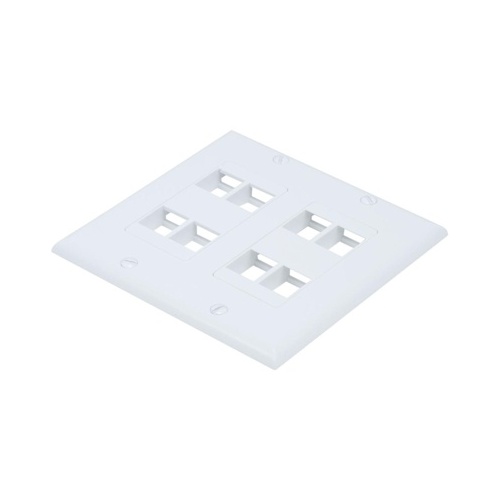 Monoprice Gang-2 Keystone Plate_ 8 Hole - White (6835)