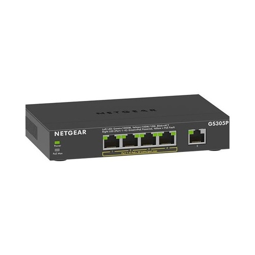 NETGEAR 5-port Gigabit Ethernet Poe+ Unmanaged (GS305P-200NAS)