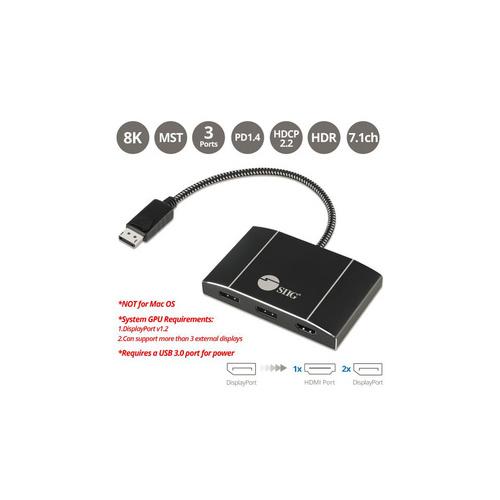 SIIG 4k Displayport 1.4 To Dp & Hdmi Mst Hub (CEDP0N11S1)