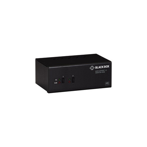 Black Box Kvm Switch - 2-port, Dual-monitor, Displayport 1.2, 4k 60hz, Usb 3.1 Hub, Audio, Gsa, Taa (KV6222DP)