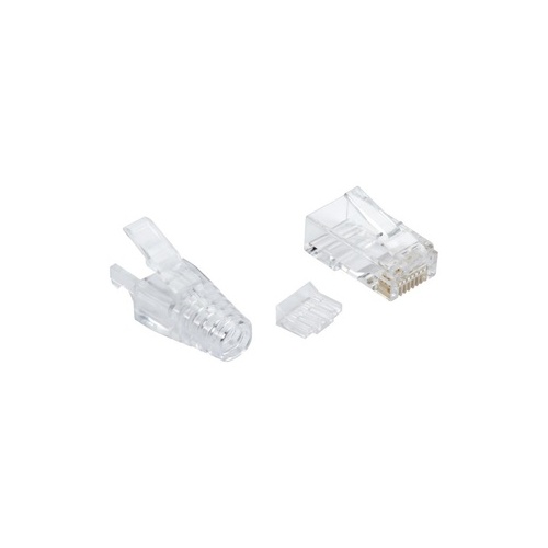 Black Box Cat6a Modular Rj-45 Plug With Load Bar And Clear Snagless Strain Relief Boot Unshielded,stranded Conductor,100-pack,gsa,taa (FMTP6A-CL-100PAK)