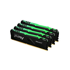 Kingston 64gb 2666mhz Ddr4 Cl16 Dimm (kit Of 4) 1gx8 Fury Beast Rgb (KF426C16BB1AK4/6)