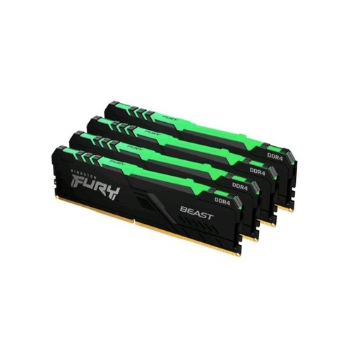 Kingston 64gb 2666mhz Ddr4 Cl16 Dimm (kit Of 4) 1gx8 Fury Beast Rgb (KF426C16BB1AK4/6)