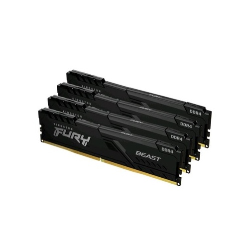 Kingston 64gb 2666mhz Ddr4 Cl16 Dimm (kit Of 4) 1gx8 Fury Beast Black (KF426C16BB1K4/64)