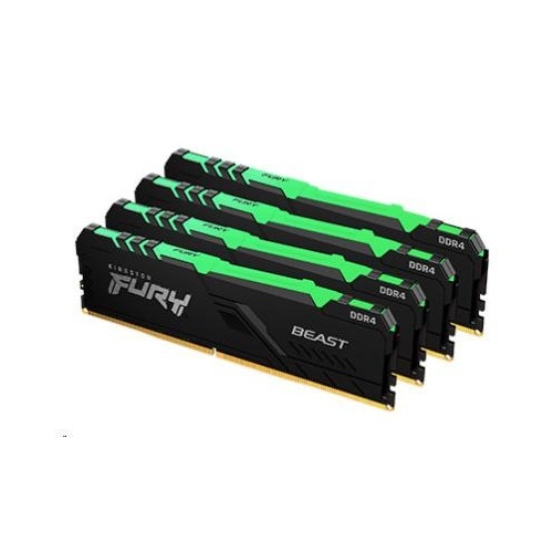 Kingston 128gb 2666mhz Ddr4 Cl16 Dimm (kit Of 4) Fury Beast Rgb (KF426C16BBAK4/12)