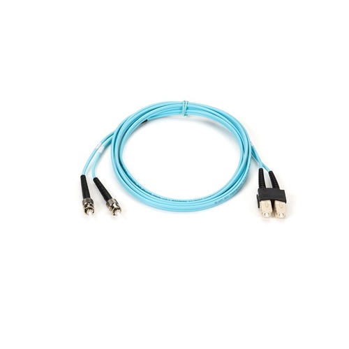 Black Box Om3 50/125 Multimode Fiber Optic Patch Cable - Ofnr Pvc, St To Sc, Aqua, 2-m (6.5-ft.) (EFNT010-002M-STSC)