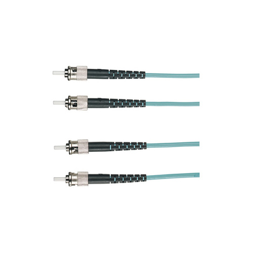 Black Box Om3 50/125 Multimode Fiber Optic Patch Cable - Ofnr Pvc, St To St, Aqua, 2-m (6.5-ft.) (EFNT010-002M-STST)