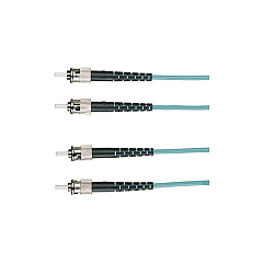 Black Box Om3 50/125 Multimode Fiber Optic Patch Cable - Ofnr Pvc, St To St, Aqua, 3-m (9.8-ft.) (EFNT010-003M-STST)