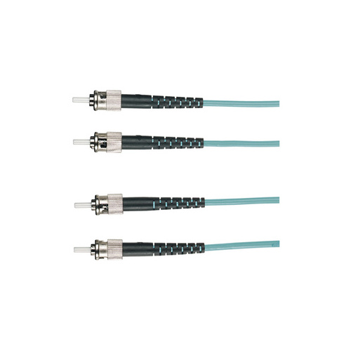 Black Box Om3 50/125 Multimode Fiber Optic Patch Cable - Ofnr Pvc, St To St, Aqua, 3-m (9.8-ft.) (EFNT010-003M-STST)
