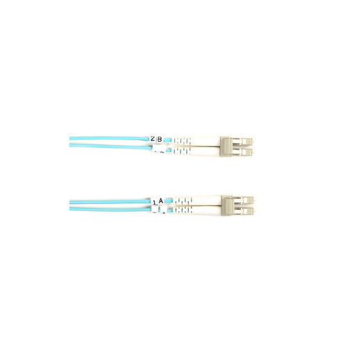 Black Box Om3 50/125 Multimode Fiber Optic Patch Cable - Ofnr Pvc, Lc To Lc, Aqua, 4-m (13.1-ft.) (FO10G-004M-LCLC)