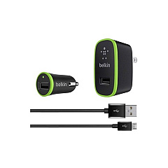 Belkin Wall/car Chg Kit,2.4a,universal,w/4 Mic (F8M895TT04-BLKP) Belkin Wall/car Chg Kit,2.4a,universal,w/4 Mic (F8M895TT04-BLKP)