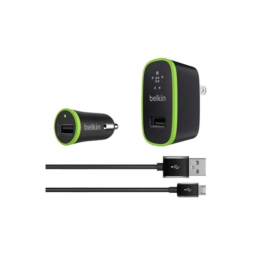 Belkin Wall/car Chg Kit,2.4a,universal,w/4 Mic (F8M895TT04-BLKP)