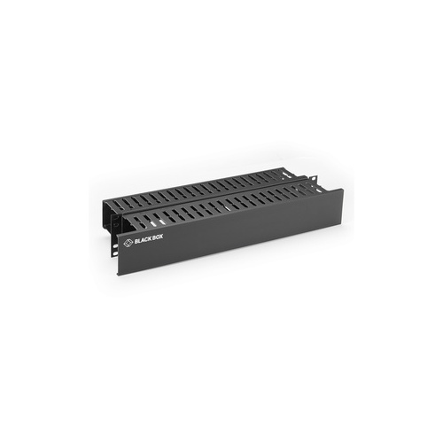 Black Box Rackmount Horizontal Finger Duct Cable Manager With Cover - 2u, 19", Double-sided, Black, Gsa, Taa (RMT107A)