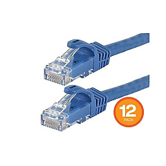 Monoprice Flexboot Cat6 Ethernet Patch Cable - Snagless Rj45_ 550mhz_ Utp_ Pure Bare Copper Wire_ 24awg_ 3ft_ Blue_ 12-pack (41817)