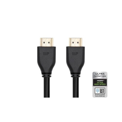 Monoprice 8k Certified Ultra High Speed Hdmi Cable - Hdmi 2.1_ 8k@60hz_ 48gbps_ Cl2 In-wall Rated_ 28awg_ 10ft_ Black (42675)