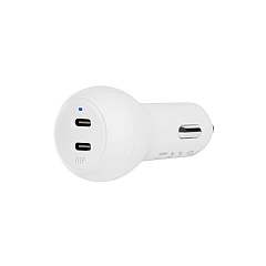 Monoprice Usb-c Car Charger_ 45w 2-port Pd White_ Power Delivery For Macbook Pro/air_ Ipad Pro_ Iphone 12/11/ Pro/max/xr/xs/x_ Pixel_ Galaxy_ And More (41989)