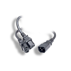Monoprice Power Cord Splitter - Iec 60320 C14 To 2x Iec 60320 C13_ 16awg_ 13a/1625w_ Sjt_ Black_ 14in (41094)