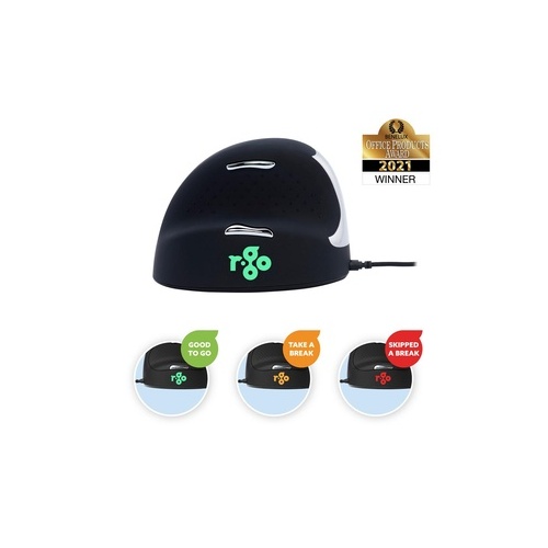 Rapiddeploy R-go He Break Mouse, Ergonomic Mouse, Anti-rsi Software, Medium (hand Size 165-185mm), Left Handed, Wired (RGOBRHESML)