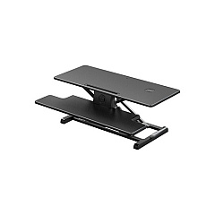 Monoprice Workstream By Electric Sit-stand Compact Workstation Desk Converter With Built-in Wireless Charging Pad, 37in (36080)
