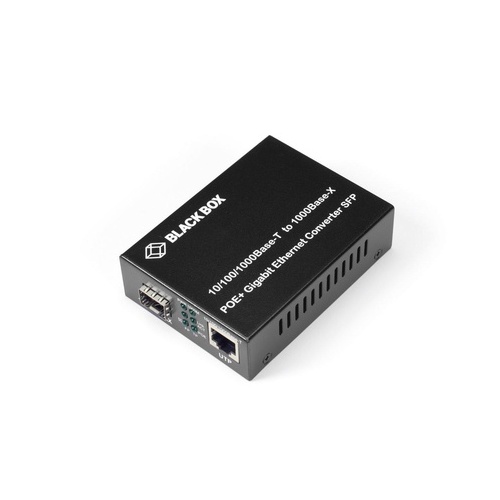 Black Box Gigabit Ethernet (1000-mbps) Poe+ Media Converter - 10/100/1000-mbps Copper To 1000-mbps Fiber Sfp (LGC215AR2)