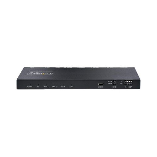 StarTech 4 Port Splitter, 4k 60hz 2.0 Video, 4k W Built In Scaler, 1 In 4 Out, 3.5mm Optical Audio Port (HDMI-SPLITTER-44K60S)