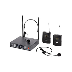 Monoprice Stage Right By 200-channel Uhf Dual Headset Wireless Microphones System (600060)