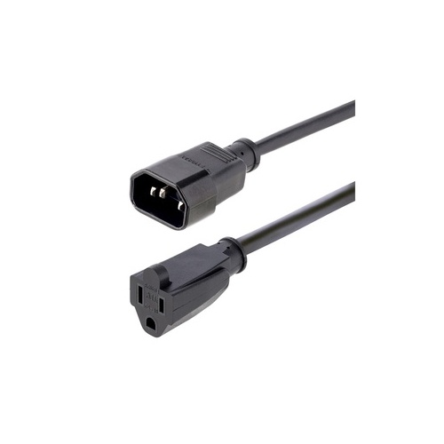 StarTech 3ft (1m) Extension Cord, Iec 60320 C14 To Nema 5-15r Black Extension Cord, 10a 125v, 18awg, Outlet Extension Cable, C14 To Nema 5-15r (1415R-3F-POWER-CORD)