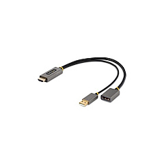 StarTech 1ft (30cm) To Adapter, Active 4k 60hz To Dp Adapter Cable, Hdr, Usb Powered, Extended Reach 2.0 To Dp 1.2 Converter (128-HDMI-DISPLAYPORT)