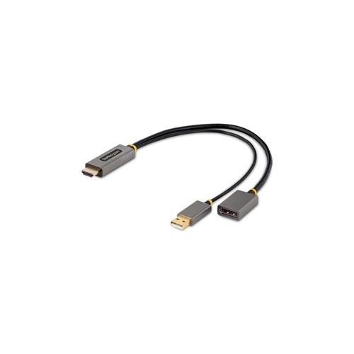 StarTech 1ft (30cm) To Adapter, Active 4k 60hz To Dp Adapter Cable, Hdr, Usb Powered, Extended Reach 2.0 To Dp 1.2 Converter (128-HDMI-DISPLAYPORT)