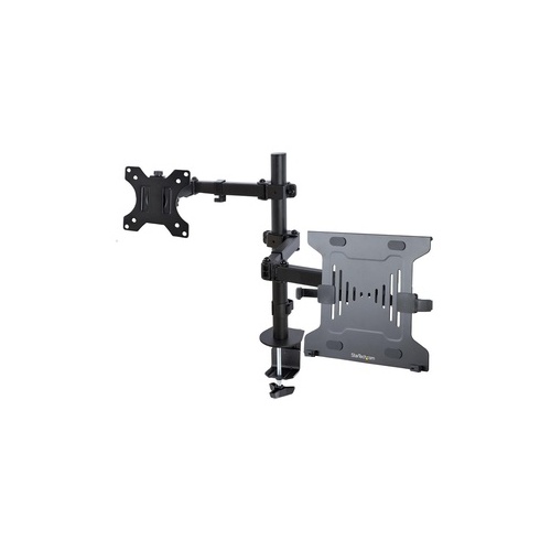 StarTech Monitor Arm With Vented Vesa Tray, For 9.9lb And Single Display Up To 32in 17.6lb, Black, Adjustable Arm Mount, Cclamp/grommet (A2-LAPTOP-DESK-MOUNT)
