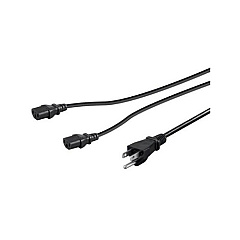 Monoprice Power Cord Splitter - Nema 5-15p To 2x Iec 60320 C13_ 18awg_ 10a/1250w_ Sjt_ Black_ 10ft (41090)
