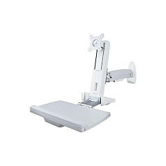 StarTech Mount Workstation, Full Motion Sit Stand Desk W/ Height Adjustable Vesa Monitor Arm & Keyboard Tray, Ergonomic Mounted Computer Workstation (WALL-WORKSTATION-S)