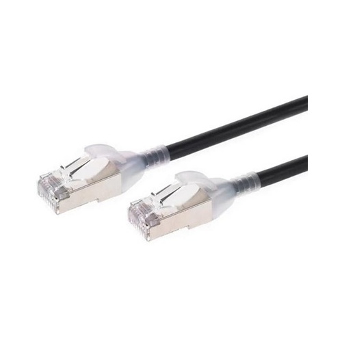 Monoprice Slimrun Cat6a Ethernet Patch Cable - Snagless_ Double Shielded_ Component Level_ Cm_ 30awg_ 15ft_ Black (42984)