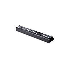 StarTech 1u Horizontal Finger Duct Rack Cable Management Panel With Cover - Server Rack Cable Duct - Rack Cable Organizer - Network Cable Manager (CMDUCT1UX2)