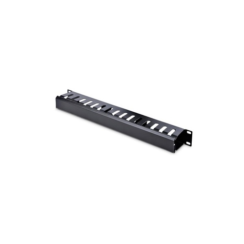 StarTech 1u Horizontal Finger Duct Rack Cable Management Panel With Cover - Server Rack Cable Duct - Rack Cable Organizer - Network Cable Manager (CMDUCT1UX2)