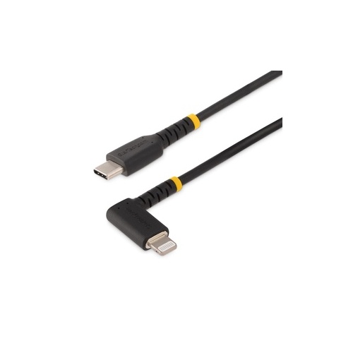 StarTech 3ft (1m) Durable Usb-c To Lightning Cable - Right-angled Heavy Duty Rugged Usb Type-c To Lightning Charging/sync Cord - Iphone Lightning Cable (RUSB2CLTMM1MR)