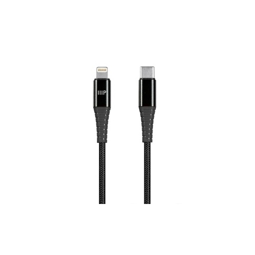 Monoprice Nylon Braided Usb-c To Lightning Cable - 3 Feet - Black ( Mfi Certified ) Flexible_ Durable_ Fast Charging_ Compatible With Apple Iphone 13 (38390)