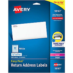 Avery Easy Peel Return Address Labels - Sure Feed - Print to the Edge (18167) Avery Easy Peel Return Address Labels - Sure Feed - Print to the Edge (18167)