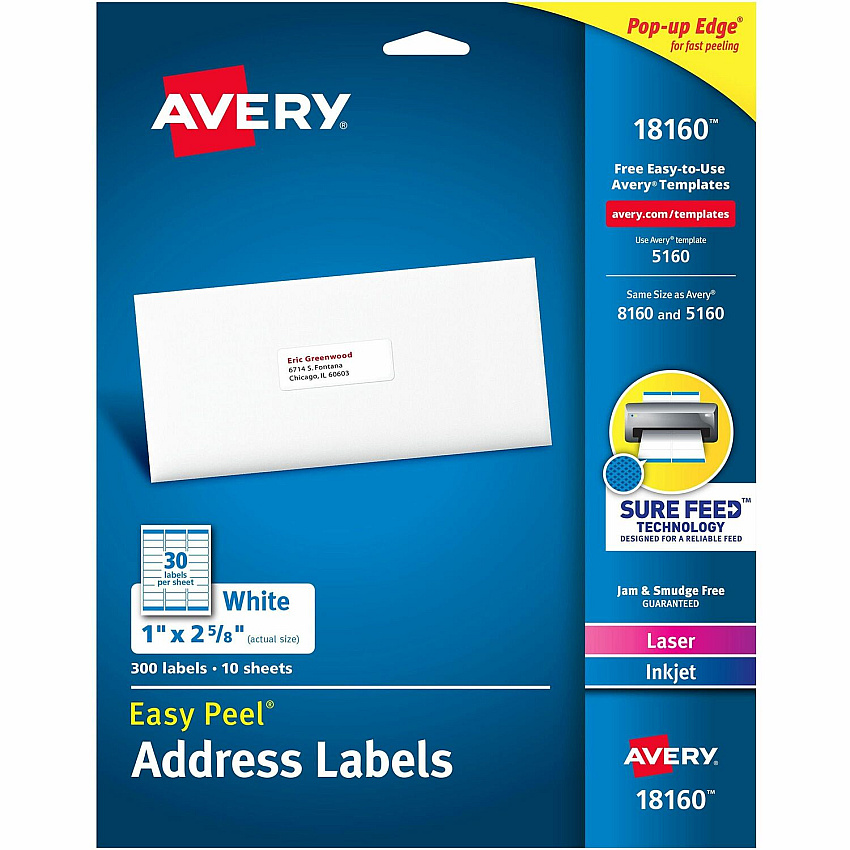 Avery Easy Peel Address Labels - Sure Feed (18160)