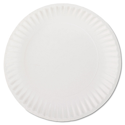 AJM Packaging Corporation White Paper Plates, 9" dia, 100/Pack, 10 Packs/Carton (PP9GREWH)