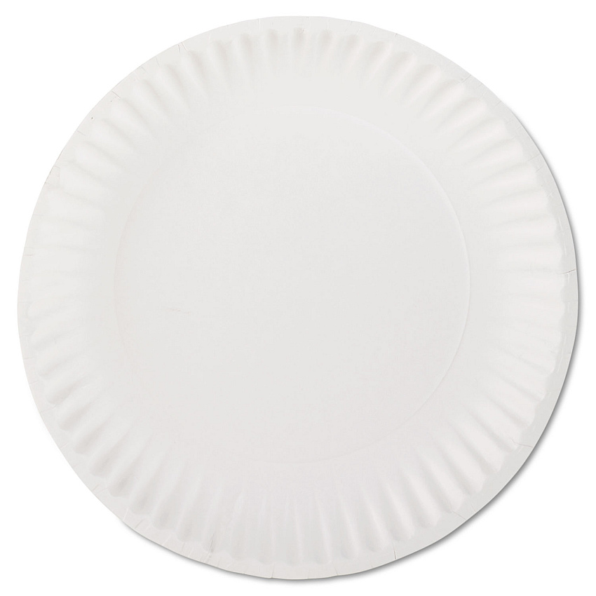 AJM Packaging Corporation White Paper Plates, 9" dia, 100/Pack, 10 Packs/Carton (PP9GREWH)