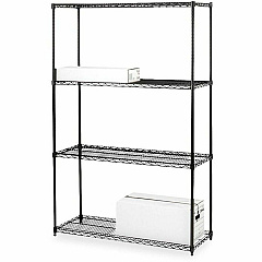 Lorell Industrial Wire Shelving 4 Shelf(ves) - 4 Tier(s) - 72" Height x 36" Width x 18" Depth - Powder Coated - Black - Steel - 1 Each (LLR70060) Lorell Industrial Wire Shelving 4 Shelf(ves) - 4 Tier(s) - 72" Height x 36" Width x 18" Depth - Powder Coated - Black - Steel - 1 Each (LLR70060)