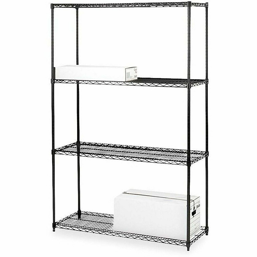 Lorell Industrial Wire Shelving 4 Shelf(ves) - 4 Tier(s) - 72" Height x 36" Width x 18" Depth - Powder Coated - Black - Steel - 1 Each (LLR70060)
