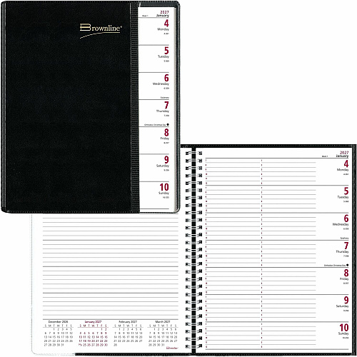 Brownline 2027 Pre-Vu 12-Month Weekly Planner (CB925BLK)